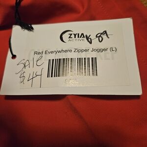 Zyia Active Red Everywhere Zipper Jogger Leggings